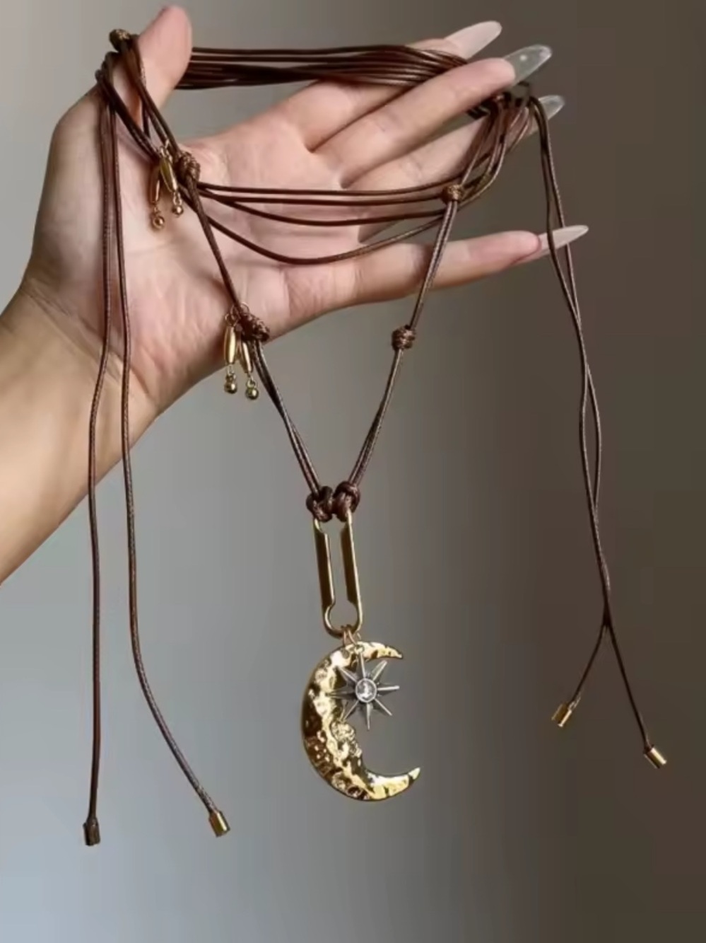 Celestial Moon Cord Necklace